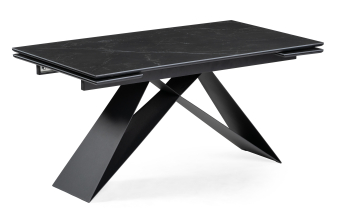 Керамический стол Марвин 160(220)х90х76 серый глянец / черный