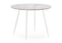 Стеклянный стол Абилин 100(140)х100х76 ультра белое стекло / дуб вотан / белый матовый