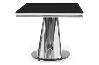 Стеклянный стол Рикла 110(150)х110х76 белый мрамор / черный